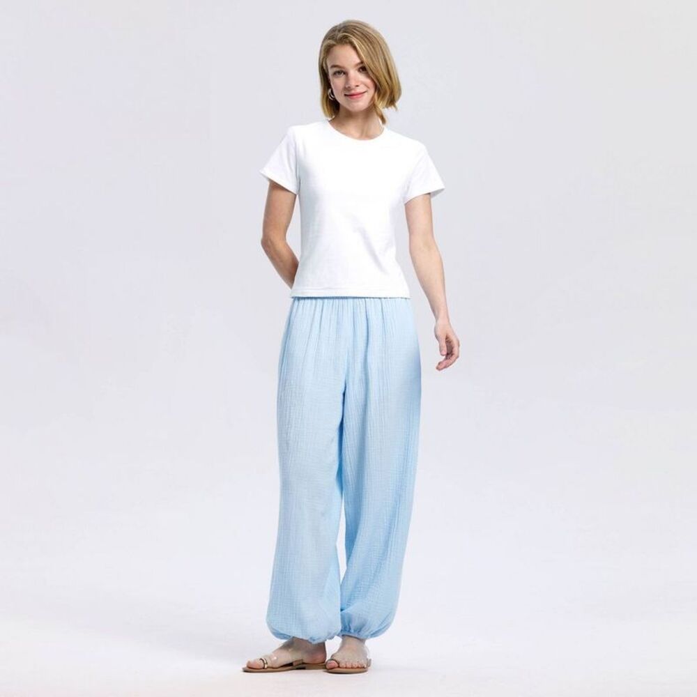 A New Day - Women's High-Rise Crinkle Gauze Wide Leg Balloon P Light Blue - Picture 3 of 4